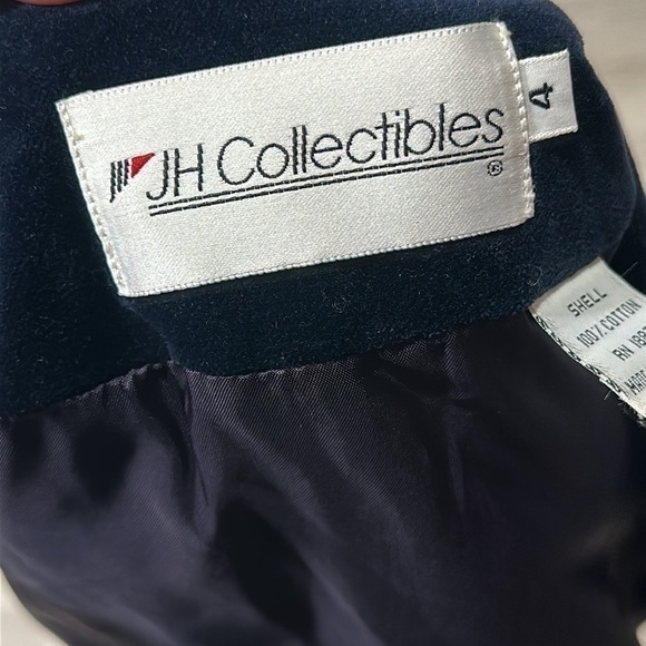 JH COLLECTIBLES Navy Blue/Gold Quilted Velvet Jacket Size 4 - Picture 6 of 7